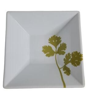 Cooks JCPenney Home Collection Soup Bowl Green White‎ Porcelain Square